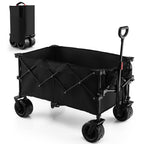 Collapsible Wagon Cart, Foldable Heavy Duty Utility Wagon with Adjustable Handle