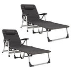 Chaise Lounge Chair, Folding Outdoor Patio Lounger with Cup Holder & Detachable Headrest