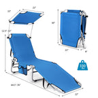 Folding Lounge Chair w/Shade Canopy and Storage Pocket
