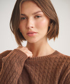 Basic Cashmere Cable Knit Crewneck Sweater