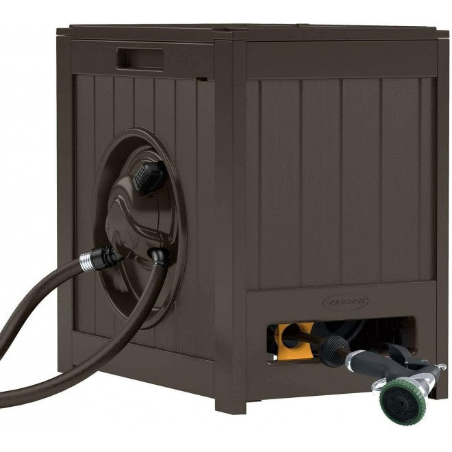 125 Aquawinder Auto Rewind Water Powered Yard Hose Reel, Java (2 Pack)