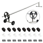 18FT Pool Cover Reel Set, Aluminum Pool Solar Cover Reel