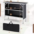 Folding Camping Table, Aluminum Portable Pop-Up Bar Table with 2-Tier Storage Shelves